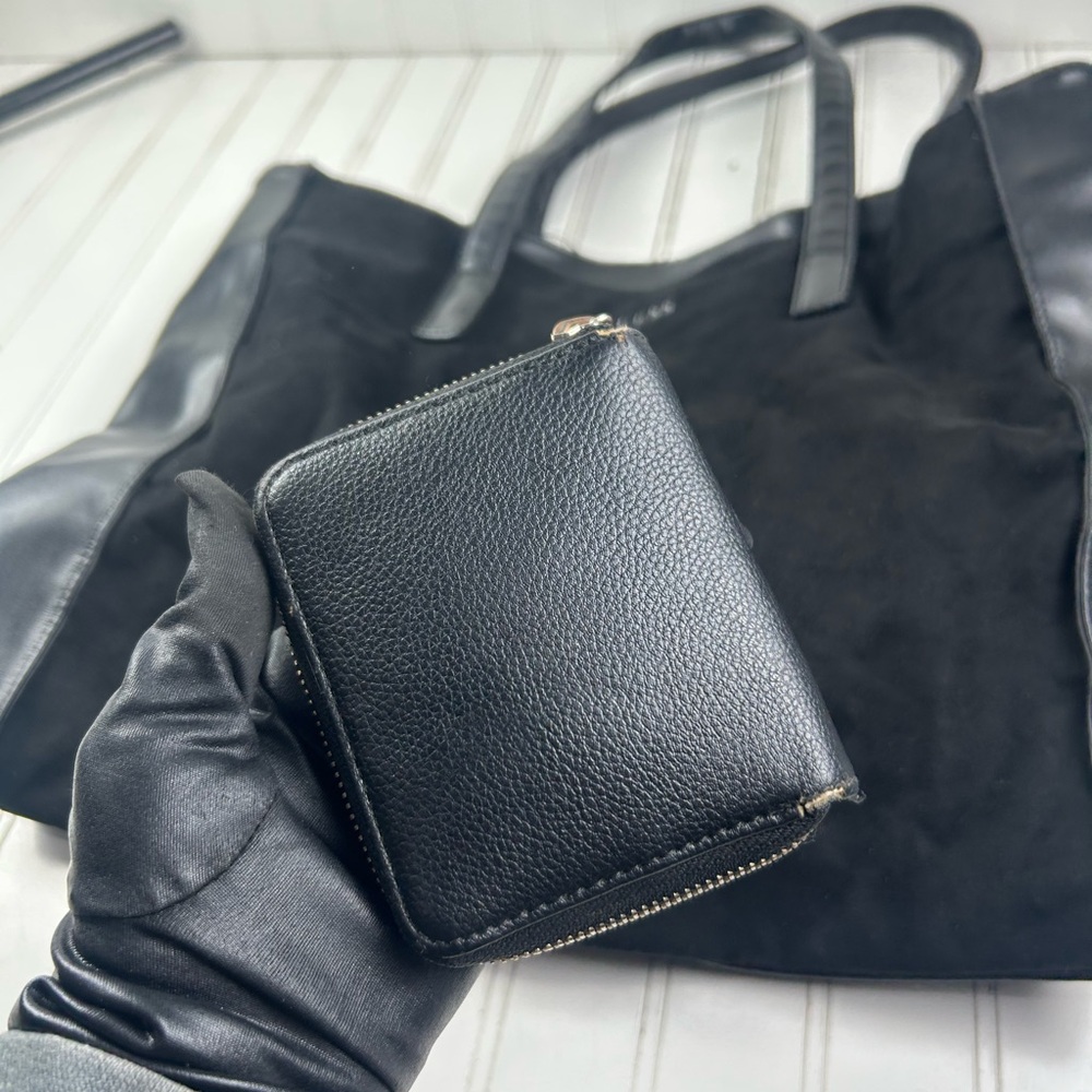 GUESS Y2K Black Suede Large Tote Bag Purse Bundle Wallet Sunglasses Case 3Pc - Picture 8 of 13